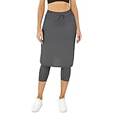 Aurgelmir Women's Tennis Golf Skirts Workout Skirted Leggings Yoga Capri Pants with Skirts Skorts Pockets