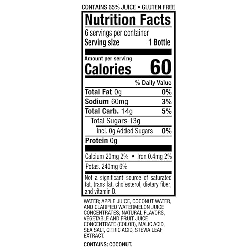 MOTT’S ACTIVE WATERMELON BURST HYDRATING JUICE BEVERAGE, 8 FL OZ BOTTLES, 24 COUNT (4 PACKS OF 6), MADE WITH NATURALLY SOURCED ELECTROLYTES & COCONUT WATER, GLUTEN & CAFFEINE-FREE, KOSHER