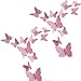 Somotersea 24PCS 3D Butterfly Wall Decal Removable Stickers Decor for Kids Room Decoration Home and Bedroom Mural Pink