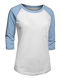 RubyK Womens Lightweight Round Neck 3/4 Sleeve Raglan Baseball T Shirt