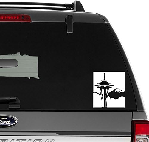 Seatle Space Needle Vinyl Decal Sticker For Wall Decor, Windows, Laptop, Car, Truck, Motorcycle, Vehicles (Size-6 inch/15 cm Tall) - (Matte WHITE Color)