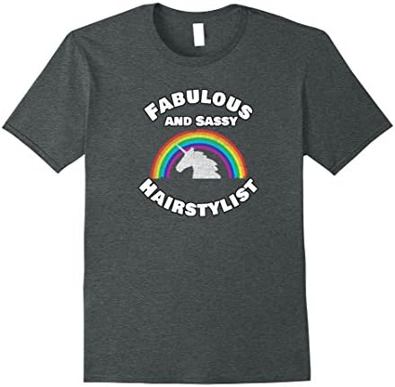 Mens Fabulous Sassy Hairstylist Gift Shirt Cute Unicorn Shirt 2XL Dark Heather