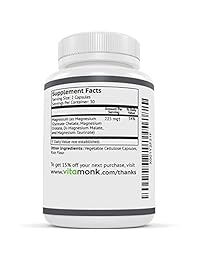 Quad Magnesium™ Supplement Blend by VitaMonk - High Absorption Magnesium Complex for Sleep,...