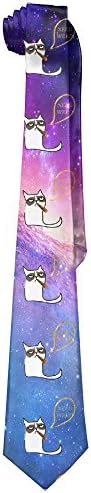 Cat Needs Weed Marijuanna Cigar Gold Glitter Men's Business Floral Print Necktie Slim Tie