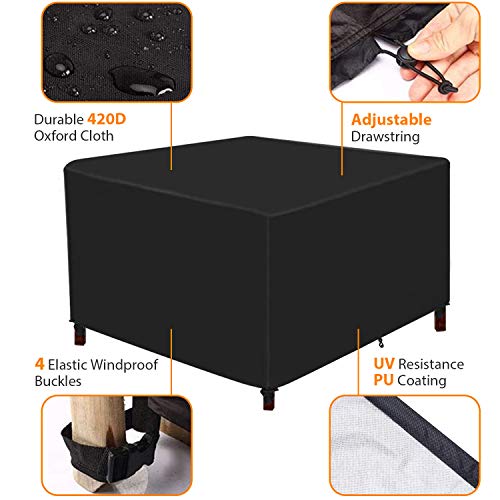 Flagicon Funda para Muebles de Jardín, Funda Protectoras Muebles Exterior Impermeable Anti-UV a Prueba de Viento Resistente al Polvo, Paño Oxford 420D Cubierta de Mesa de jardín para Patio Jardin