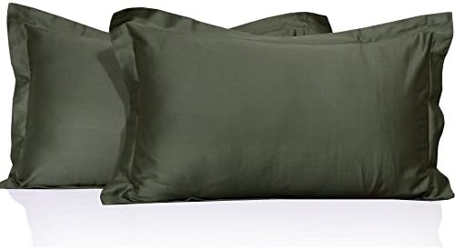 400 Thread Count 2 Pc Pillow Shams 100% Egyptian Cotton Solid Pattern All Size &amp; Colors ( Standard , Olive)