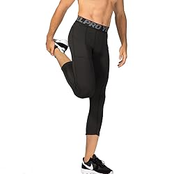WRAGCFM Mens 3/4 Compression Pants, Capri Athletic