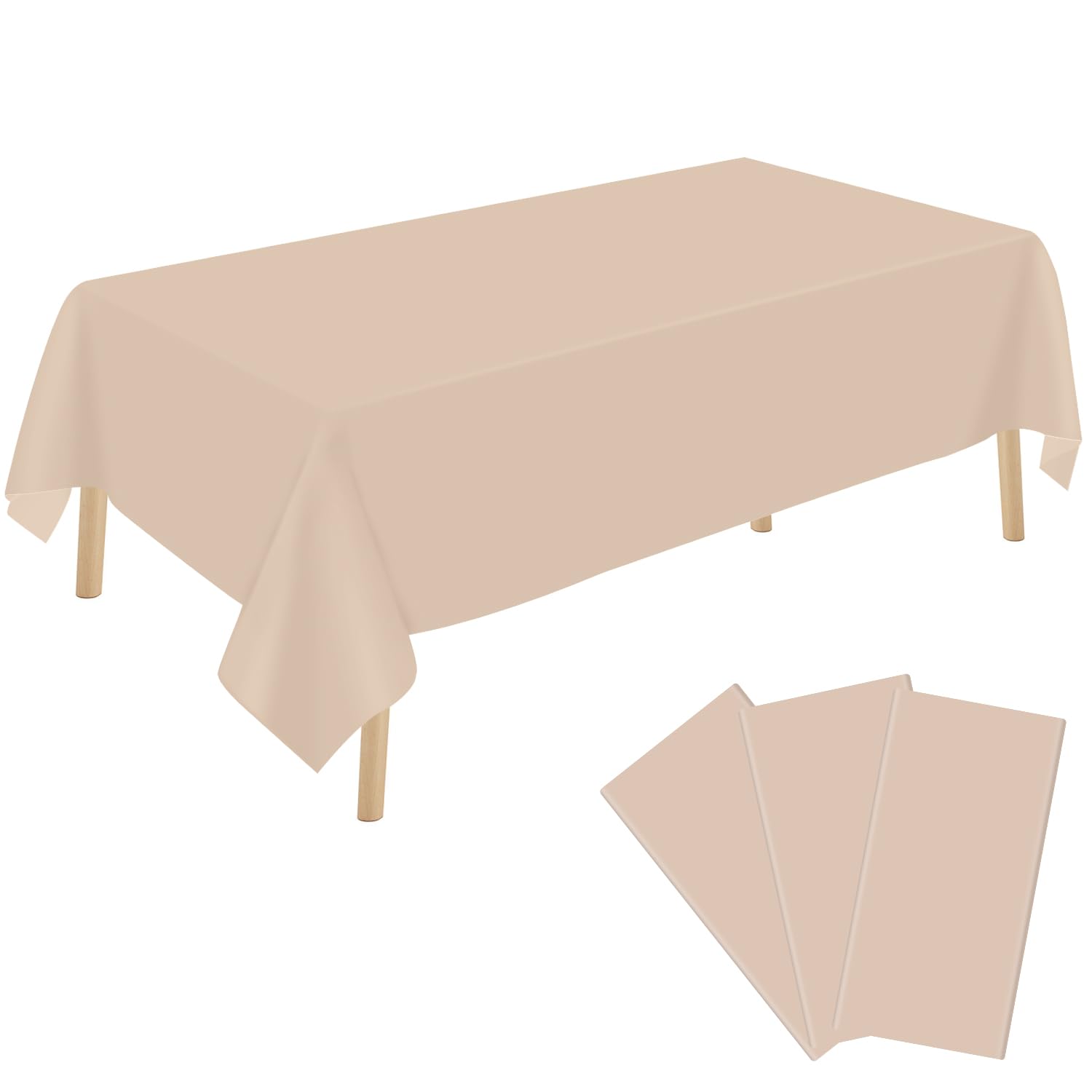Photo 1 of YSYJ 3 Pack Beige Plastic Tablecloth Disposable Rectangular Table Cloth 54 x 108 Inch Table Cover for Parties