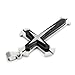 Urban Jewelry Mens Polished 316L Stainless Steel Star Cross Necklace Pendant - Black & Silver, 21 Inch Chain