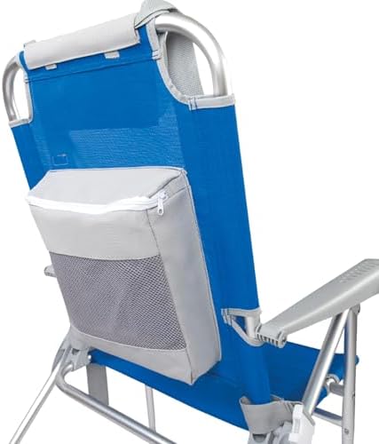 Pack 2 sillas de Playa Plegables, 47x63x99 cm, 8 Posiciones, Color Azul, Soportan 110 kg, Incluyen cojín, Posavasos, Bolsillos, Asas de Transporte, Topes antivuelco, Tejido textileno (85482)