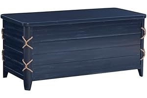 BOWERY HILL Modern Wood Rope Cedar Lined Storage Chest in Blue