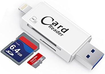 Cino micro SD/TF card reader Adapter for iPhone & iPad, 3 in 1 Memeory Card Reader Adapter With Lightning/USB/Micro USB for TF/SD Card, Trail Camera Viewer for iPhone