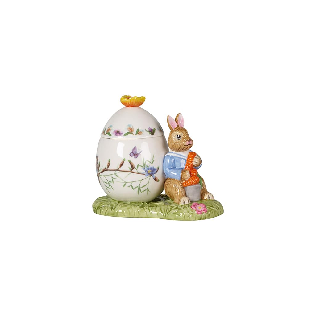 Villeroy & Boch Bunny Tales Easter Egg Max with Carrot Decorative Tin for Treats, Hard Porcelain, 11 x 6.5 x 9.5 cm, Colourful, 11 x 6,5 x 9,5