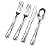 200 Silver Plastic Cutlery Premium Quality Fancy Disposable Silverware Polished, 100 Forks, 50 Knives, 50 Spoons - Heavy Duty Flatware Utensils for Parties, Weddings, and Catering (Silver)