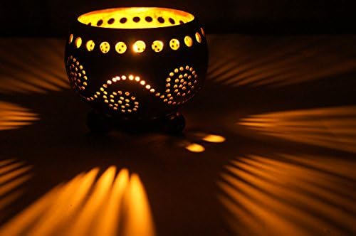 Exotic Elegance Glowing Perforated Candle Holder From Coconut Shell.