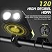 LETOUR LED Bike Light, Rechargeable Super Bright IPX6 Waterproof Bicycle Accessories Horn Speaker 2000mAh 800 Lumens Glare Flashligh