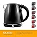 New House Kitchen Color Changing Electric Kettle with Rapid Boil Feature BPA Free Interior, Fast Heating Water Boiler, Auto-Shutoff, 1.7 Liter/1.8 Quart, Stainless Steel/Black/Red,
