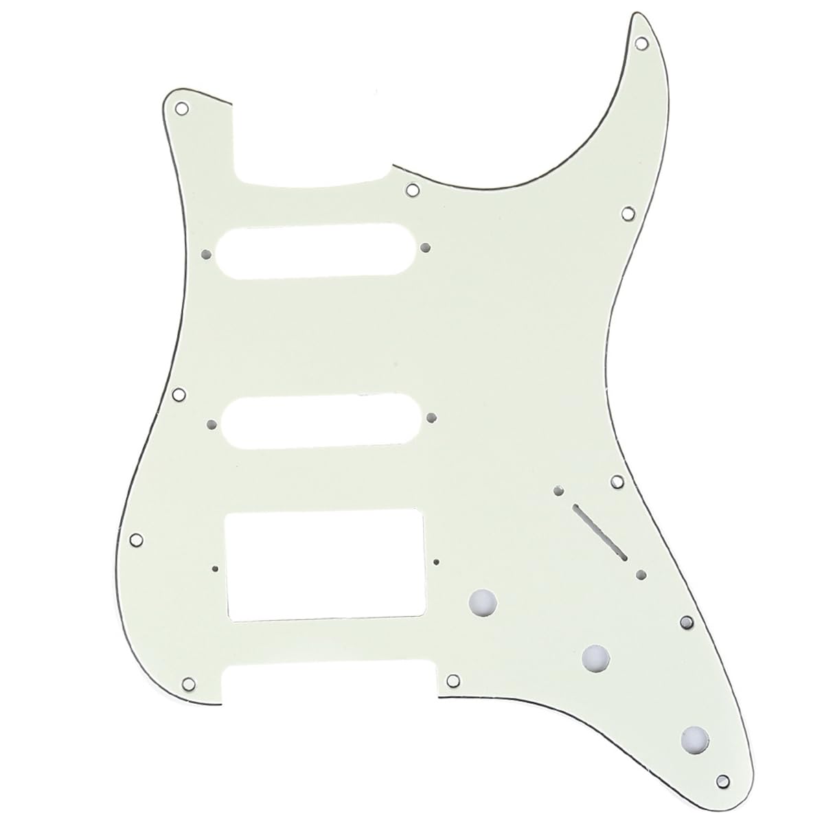 Musiclily Pro 11-Hole Modern Style Strat HSS Pickguard for American Stratocaster Guitar, 3Ply Ivory