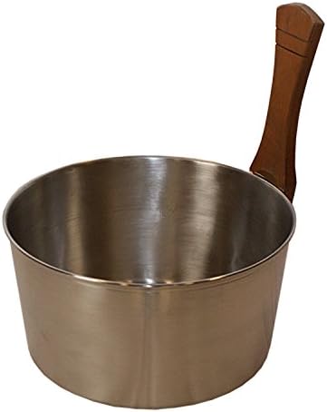 Sauna bucket - brushed steel, 4 litres with dark wood handle (Saunia)
