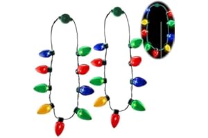 UMNODOBN Light Up Necklace Toys for Kids Adults, Flashing Glow in The Dark Necklace With Bulbs Party Favors Supplies Decoration Accessories For Ugly Christmas Birthday Wedding Halloween Rave Carnival 2 Pack