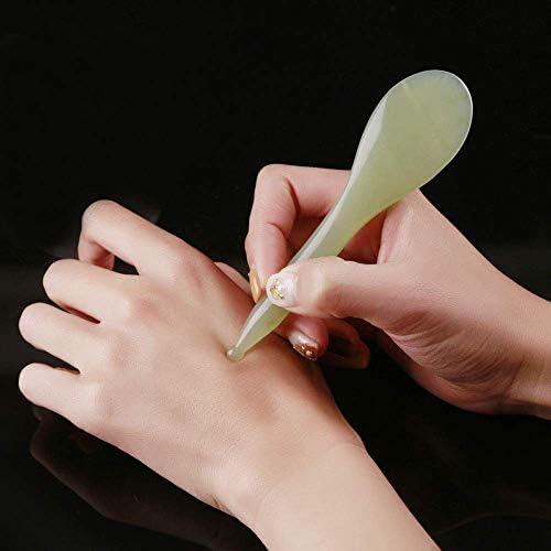 Premium Jade Facial Gua Sha Scraping Massage Beauty Pen Tool, 100% Natural Face Massage Therapy Pen, Full Body Relaxing Trigger Self-Massage Acupressure Bar for Eyes, Forehead, Wrinkles and Skin Firm