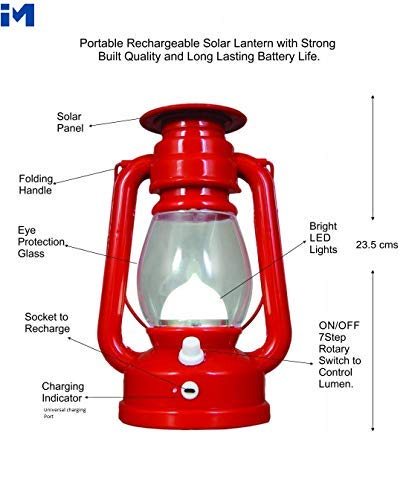 Inara Marketing Solar LED Plastic Lantern with Dual Charging Technology (Mint Red)