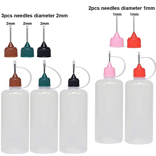 100ml Steel Thick Needle Thick Drip Tip Big Tip Dropper Bottles 5x | E-liquids | All Liquids (Pack of 5) in Mixed Colors