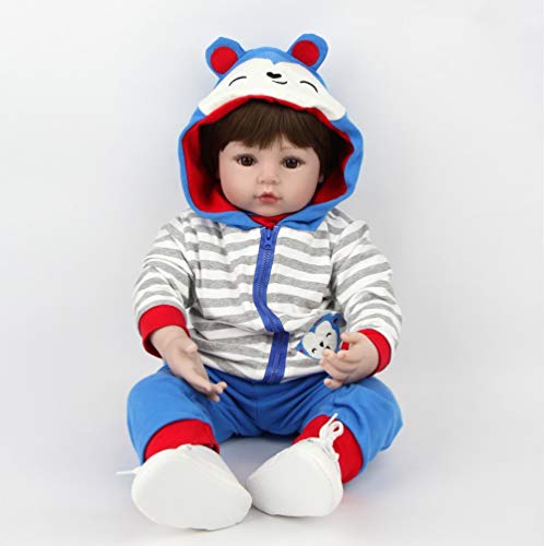 ZIYIUI 55 cm 22 Zoll Reborn Babypuppe Junge Realistische Reborn Baby Doll Boy Handgemacht Weichkörper Silikon öffnen…