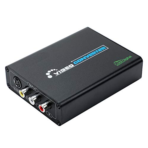 Svideo to HDMI Adapter Converter RCA AV CVBS Composite S-Video R/L Audio to HDMI Upscaler CoolDigital Support 720p/1080p with 3RCA Svideo Cable for DVD VCR PS2 HDTV
