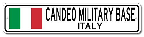 The Lizton Sign Shop Candeo Military Base, Italy Aluminum Italian Flag Sign, Italy Custom Flag Sign - 6"x24"