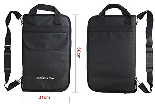 image for YMC DSB20-BK Pro 15mm Larger Size Drumstick Bag Holder Mallet Bag with
