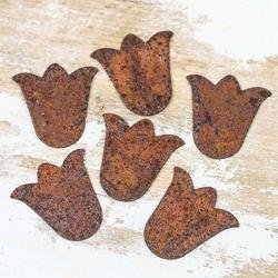 Package of 100 Flat Rusty Tin Tulip Cutouts for Displaying, Crafting and Creating
