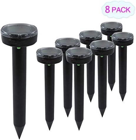 XIAXIA 8PACK SOLAR POWERED Mole Repeller. Keep Moles, Snakes, Mice, Rats, Gopher, Voles and more AWAY. Repels unwanted animals keeping your Lawn happy and Garden growing