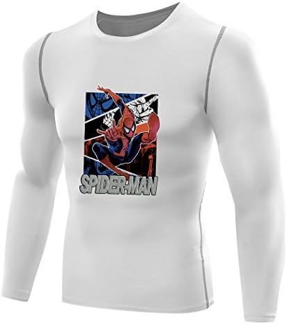 HJGBEDS Spiderman Men Tee Shirts Compression Tops Large White