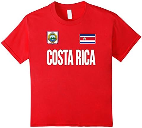 unisex-child COSTA RICA T-shirt Costa Rican Flag Tee Retro Soccer Style 10 Red