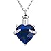 Lantern Low LuckyJewelry September Birthstone Cremation Necklace for Ashes Heart Blue Crystal Memorial Keepsake Jewelry