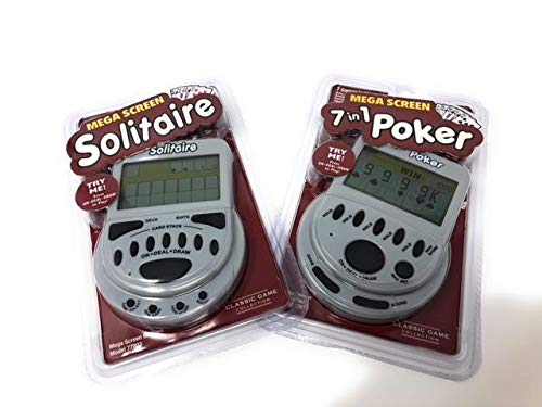 Gambling Electronic Game Pack - Mega Screen Solitaire Handheld Game & 7 in 1 Poker Handheld Game
