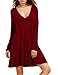 Haola Women's Basic Long Sleeve Casual Loose Deep V Neck T-Shirt Dress
