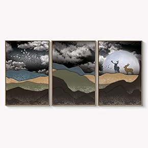 Framed Canvas Wall Art for Living Room, Bedroom Abstract Landscape Dream Place Canvas Prints for Home Decoration Ready to Hanging - 16"x24"x3 Panels