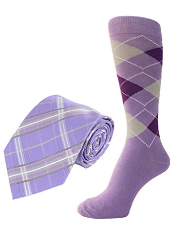 Spotlight Hosiery brand Men's Dress Socks &Necktie Set LAVENDER/GRAY/PURPLE