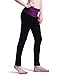 HDE Women's Maternity Yoga Pants Pregnancy Stretch Fold Over Lounge Leggings (Black with Purple, Medium)