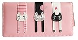 Nawoshow Women Wallet Cute Cat Wallet Bifold Long Purse with Zipper