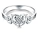BORUO 925 Sterling Silver Ring Celtic Knot Heart High Polish Tarnish Resistant Eternity Wedding Band Stackable Ring