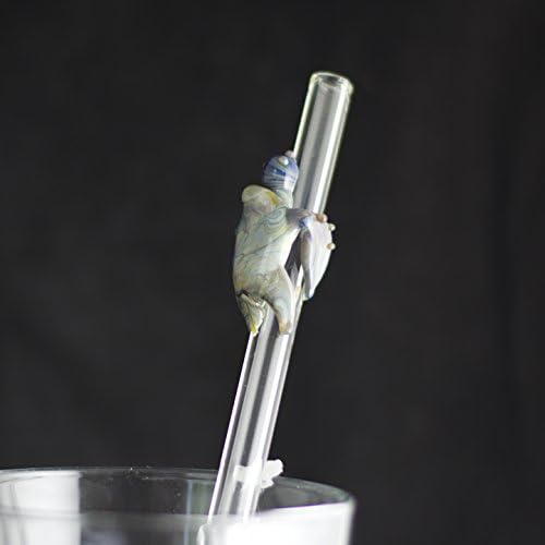 Turtle Glass Straw in Clear &amp; Green Amber Purple, #671