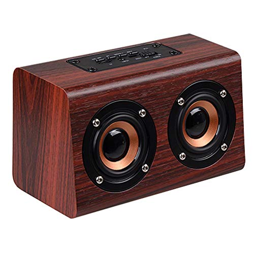 Rikey W7 Bamboo Caisson de Basse Passif Double 1500 mAh Batterie de 8 Heures, Enceintes Portables rétro sans Fil Bluetooth Haut-Parleur de Bois Fait à la Main pour Aller en Maison Un