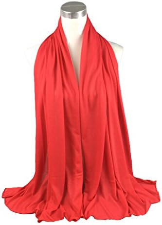 Elegance Collections Muslim Women's Jersey Hijab Khimar Soft Rectangle One Size Red
