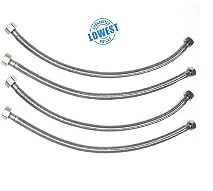 Aquieen SS Connection 600 mm (24) Grade AISI 304 (Set of 4, Silver)