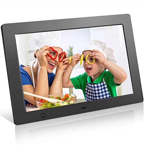 Digital Picture Frame 10.1 in, Digital Photo Frame Video Player with Motion Sensor Smart Electronics Picture Frame High Resolution 1280×800 IPS LCD/1080P 720P/Stereo/MP3/Calendar/Time/Remote Control