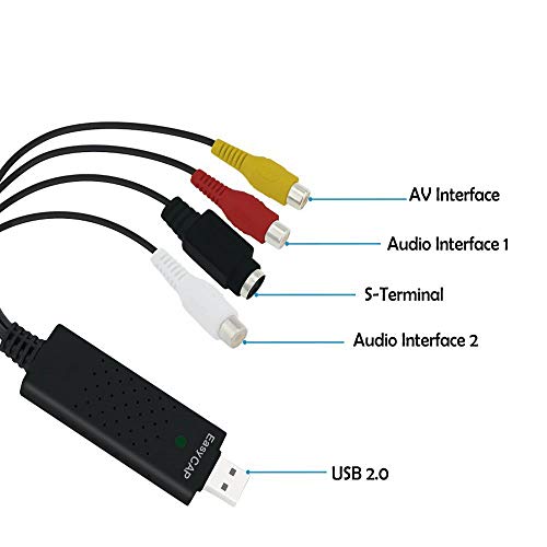 USB 2.0 Video Capture Card Converter Audio Video Grabber Adapter TV Tuner for Computer Win XP 7 8 10 NTSC PAL (White)