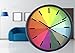 Foxtop 10 inch Modern Colorful Silent Wall Clock for Living Room Bedroom Classroom Home Wall Decoration, Stylish for Easy Reading Non-ticking Wall Clock,Kids Rainbow Color Clock (Black-1)